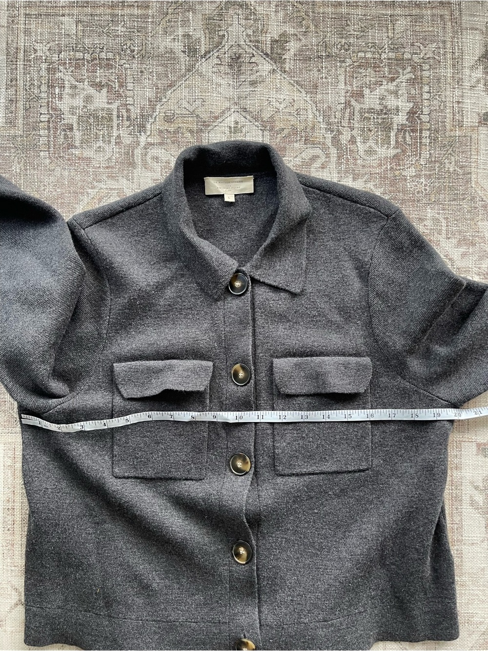 Sezane Charcoal Gray Button-Front Betty Cardigan - Picture 5 of 8